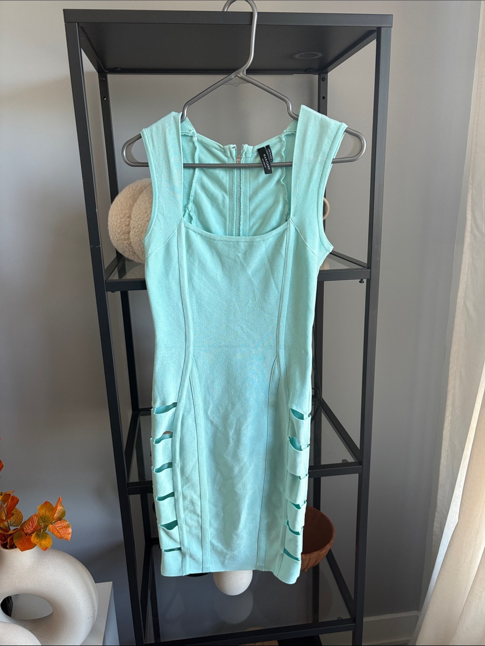 078 Marciano Mint Green Sleeveless Bodycon Dress with Side Cutouts